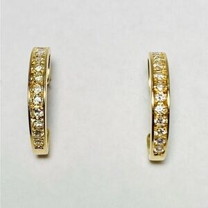 Japan 14k Gold Channel-Set Diamond Huggie Earrings
